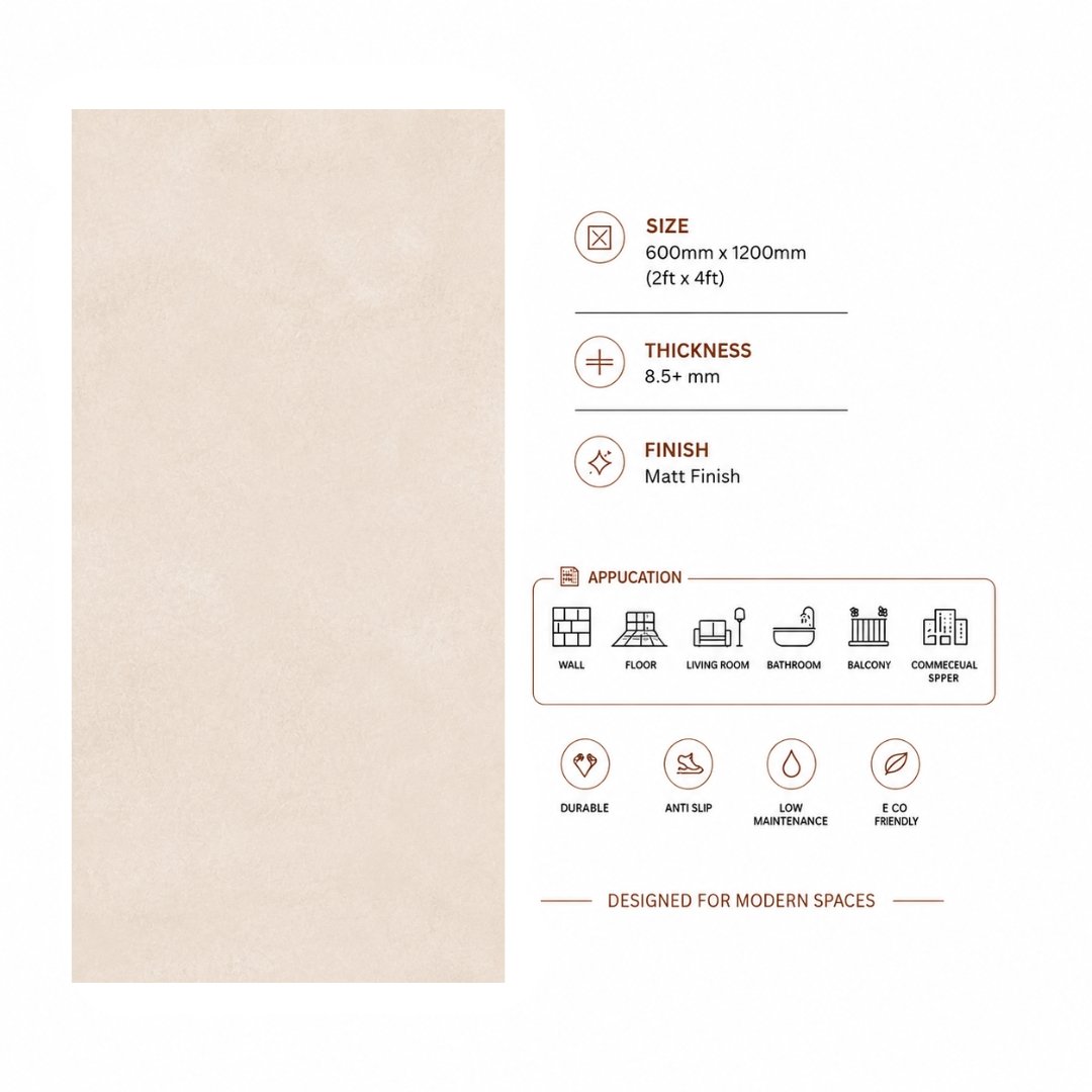 AL Peastal Ivory Plain Bathroom Tiles - My Home Studio